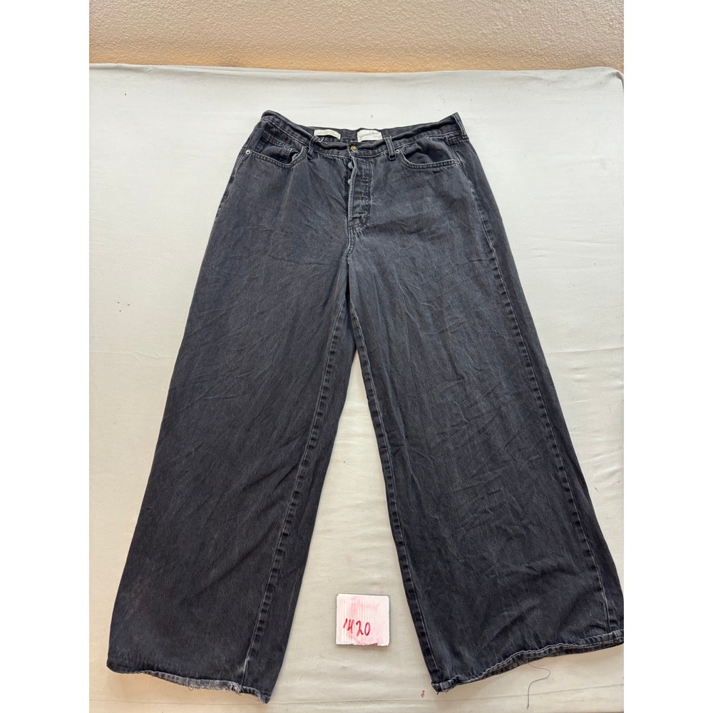 Universal Thread Mid-Rise Super Wide Leg Jeans Washed Black 12R